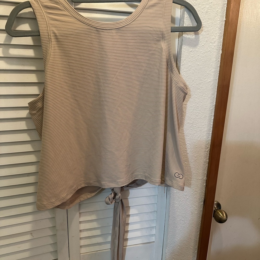 Calia Taupe Striped Sleeveless Top - Picture 3 of 5